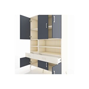 Hyperion Dolap 8 Raflı 2 Çekmeceli 6 Kapaklı 132x44x195 Aytaşı-antrasit/aytaşı