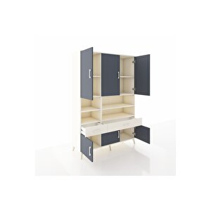 Hyperion Dolap 8 Raflı 2 Çekmeceli 6 Kapaklı 132x44x195 Aytaşı-antrasit/aytaşı