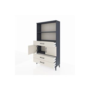 Arges Dolap 3 Raflı 3 Çekmeceli 2 Kapaklı 88x30x163 Antrasit-aytaşı