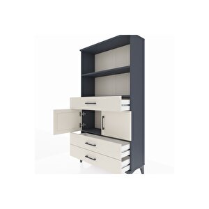 Arges Dolap 3 Raflı 3 Çekmeceli 2 Kapaklı 88x30x163 Antrasit-aytaşı