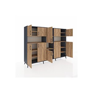 Hyperion Dolap 14 Raflı 10 Kapaklı 220x44x163 Antrasit-çam