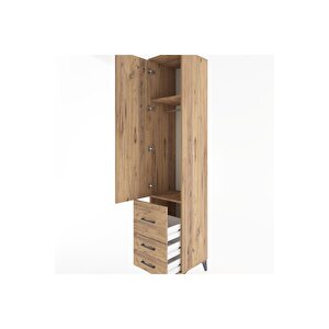 Hyperion Dolap 2 Raflı 3 Çekmeceli Tek Askılı 44x44x221 Çam-çam