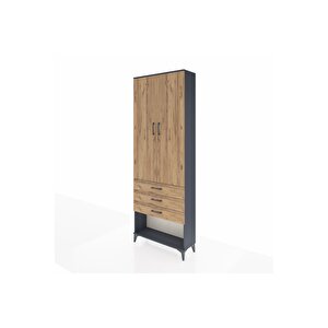 Arges Dolap 4 Raflı 3 Çekmeceli 2 Kapaklı 88x30x243 Antrasit-çam