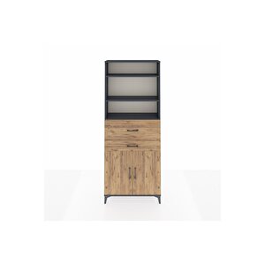 Arges Dolap 4 Raflı 2 Çekmeceli 2 Kapaklı 88x30x221 Antrasit-çam