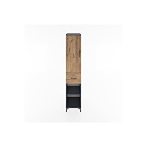 Hyperion Dolap 3 Raflı Tek Çekmeceli Tek Askılı 44x44x221 Antrasit-çam