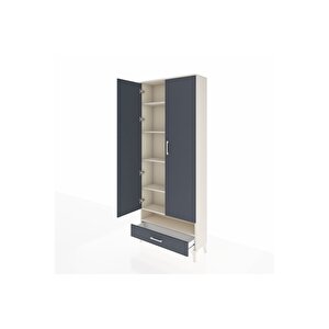 Arges Dolap 6 Raflı Tek Çekmeceli 2 Kapaklı 88x30x221 Aytaşı-antrasit