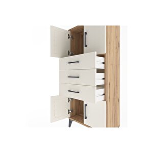 Arges Dolap Tek Raflı 3 Çekmeceli 4 Kapaklı 60x30x134 Çam-aytaşı