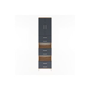 Arges Dolap 5 Raflı 6 Çekmeceli 2 Kapaklı 60x30x243 Çam-antrasit