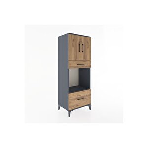 Hyperion Dolap 2 Raflı 2 Çekmeceli 2 Kapaklı 60x44x163 Antrasit-çam
