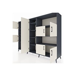 Hyperion Dolap 10 Raflı 9 Kapaklı 220x44x163 Antrasit-aytaşı/antrasit