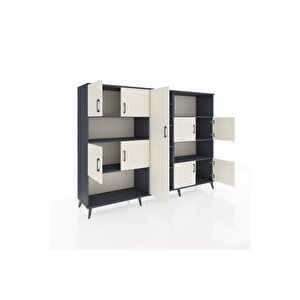 Hyperion Dolap 10 Raflı 9 Kapaklı 220x44x163 Antrasit-aytaşı/antrasit