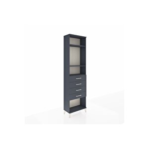 Arges Dolap 3 Raflı 4 Çekmeceli 60x30x221 Antrasit-antrasit