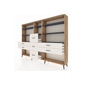 Arges Dolap 8 Raflı 7 Çekmeceli  220x30x163 Çam-antrasit/aytaşı