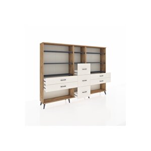 Arges Dolap 8 Raflı 7 Çekmeceli  220x30x163 Çam-antrasit/aytaşı