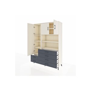 Hyperion Dolap 8 Raflı 6 Çekmeceli 3 Kapaklı 132x44x195 Aytaşı-aytaşı/antrasit