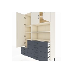 Hyperion Dolap 8 Raflı 6 Çekmeceli 3 Kapaklı 132x44x195 Aytaşı-aytaşı/antrasit