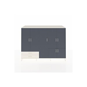 Kronos Dolap 12 Raflı 2 Çekmeceli 7 Kapaklı 220x59x163 Aytaşı-antrasit/aytaşı