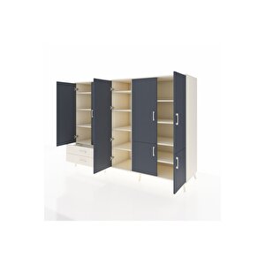 Kronos Dolap 12 Raflı 2 Çekmeceli 7 Kapaklı 220x59x163 Aytaşı-antrasit/aytaşı