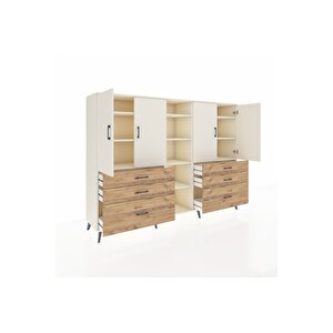 Hyperion Dolap 10 Raflı 6 Çekmeceli 4 Kapaklı 220x44x163 Aytaşı-aytaşı/çam