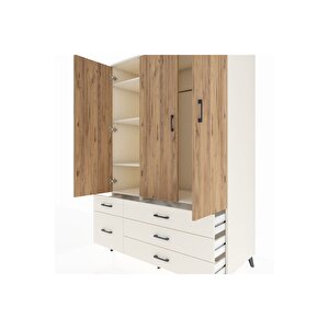 Kronos Dolap 5 Raflı 5 Çekmeceli Tek Askılı 132x59x195 Aytaşı-çam/aytaşı