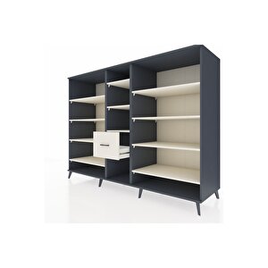 Kronos Dolap 11 Raflı 3 Çekmeceli  220x59x163 Antrasit-aytaşı