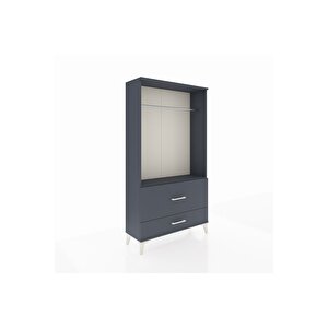 Arges Dolap Tek Raflı 2 Çekmeceli Tek Askılı 88x30x163 Antrasit-antrasit