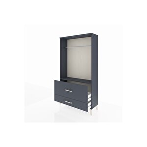Arges Dolap Tek Raflı 2 Çekmeceli Tek Askılı 88x30x163 Antrasit-antrasit
