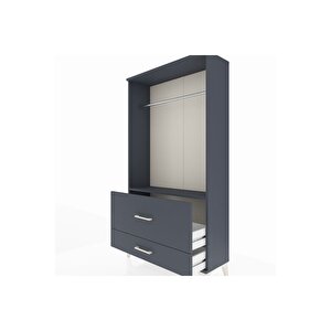 Arges Dolap Tek Raflı 2 Çekmeceli Tek Askılı 88x30x163 Antrasit-antrasit