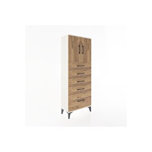 Arges Dolap 2 Raflı 5 Çekmeceli 2 Kapaklı 60x30x163 Aytaşı-çam