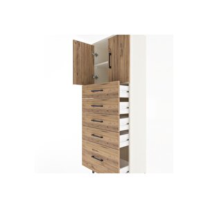 Arges Dolap 2 Raflı 5 Çekmeceli 2 Kapaklı 60x30x163 Aytaşı-çam