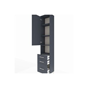 Arges Dolap 4 Raflı 3 Çekmeceli Tek Kapaklı 44x30x221 Antrasit-antrasit