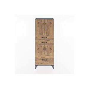 Hyperion Dolap 3 Raflı 3 Çekmeceli 4 Kapaklı 60x44x163 Antrasit-çam