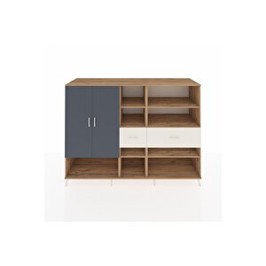 Kronos Dolap 10 Raflı 2 Çekmeceli 2 Kapaklı 220x59x163 Çam-antrasit/aytaşı