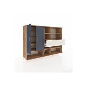 Kronos Dolap 10 Raflı 2 Çekmeceli 2 Kapaklı 220x59x163 Çam-antrasit/aytaşı