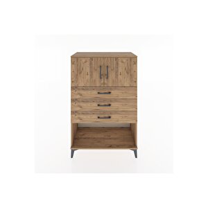 Hyperion Dolap Tek Raflı 3 Çekmeceli 2 Kapaklı 88x44x134 Çam-çam