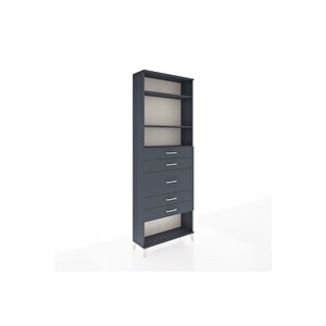Arges Dolap 3 Raflı 5 Çekmeceli 88x30x243 Antrasit-antrasit
