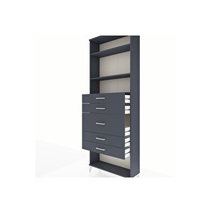 Arges Dolap 3 Raflı 5 Çekmeceli 88x30x243 Antrasit-antrasit