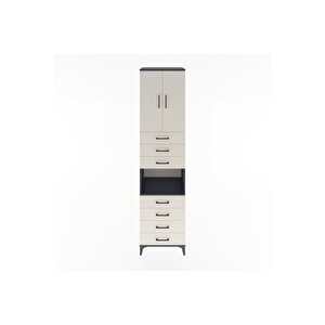 Hyperion Dolap 3 Raflı 7 Çekmeceli 2 Kapaklı 60x44x243 Antrasit-aytaşı