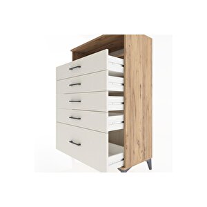 Hyperion Dolap Tek Raflı 5 Çekmeceli 88x44x134 Çam-aytaşı