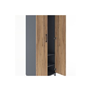 Hyperion Dolap 2 Raflı 2 Kapaklı Tek Askılı 60x44x182 Antrasit-çam