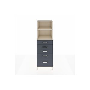 Kronos Dolap 2 Raflı 5 Çekmeceli 60x59x182 Aytaşı-antrasit