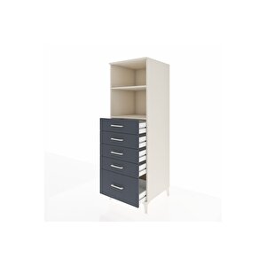 Kronos Dolap 2 Raflı 5 Çekmeceli 60x59x182 Aytaşı-antrasit