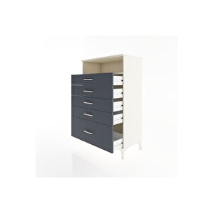 Hyperion Dolap Tek Raflı 5 Çekmeceli 88x44x134 Aytaşı-antrasit