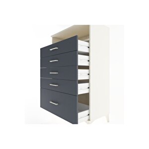 Hyperion Dolap Tek Raflı 5 Çekmeceli 88x44x134 Aytaşı-antrasit