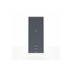 Arges Dolap 2 Raflı 3 Çekmeceli Tek Askılı 88x30x221 Aytaşı-antrasit