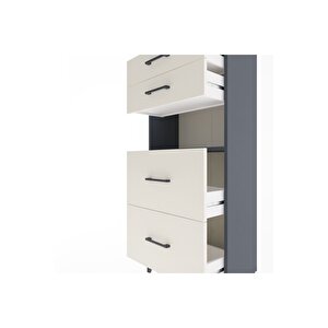 Arges Dolap Tek Raflı 4 Çekmeceli 60x30x134 Antrasit-aytaşı