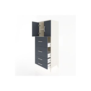 Hyperion Dolap 2 Raflı 4 Çekmeceli 2 Kapaklı 60x44x163 Aytaşı-antrasit