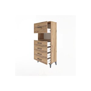 Arges Dolap Tek Raflı 5 Çekmeceli 60x30x134 Çam-çam