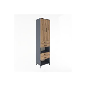 Hyperion Dolap 4 Raflı 4 Çekmeceli 2 Kapaklı 60x44x243 Antrasit-çam