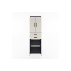 Hyperion Dolap 4 Raflı 2 Çekmeceli 2 Kapaklı 60x44x195 Antrasit-aytaşı